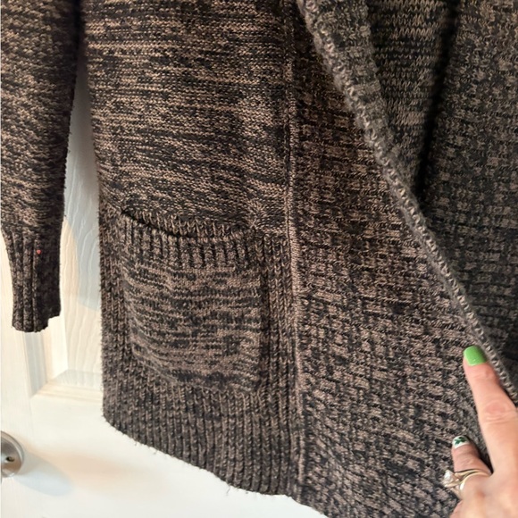 APT 9 Marled Brown Open Front Cardigan Sweater Shawl Collar Pockets Size M - Picture 4 of 6